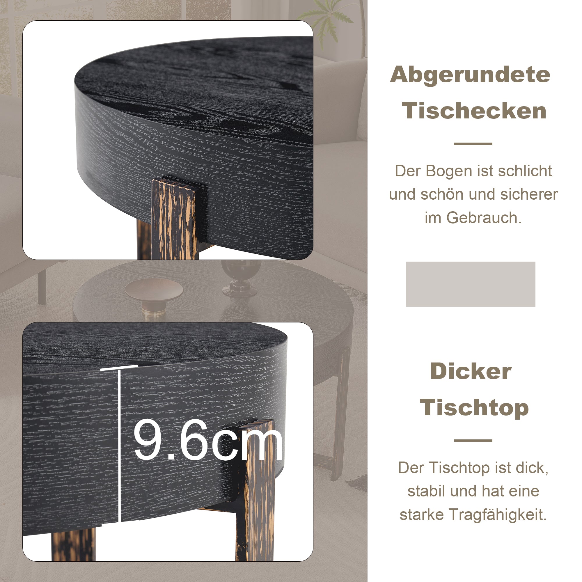 Side Table, Round Ø 68 cm, Metal Cross-legged, Black