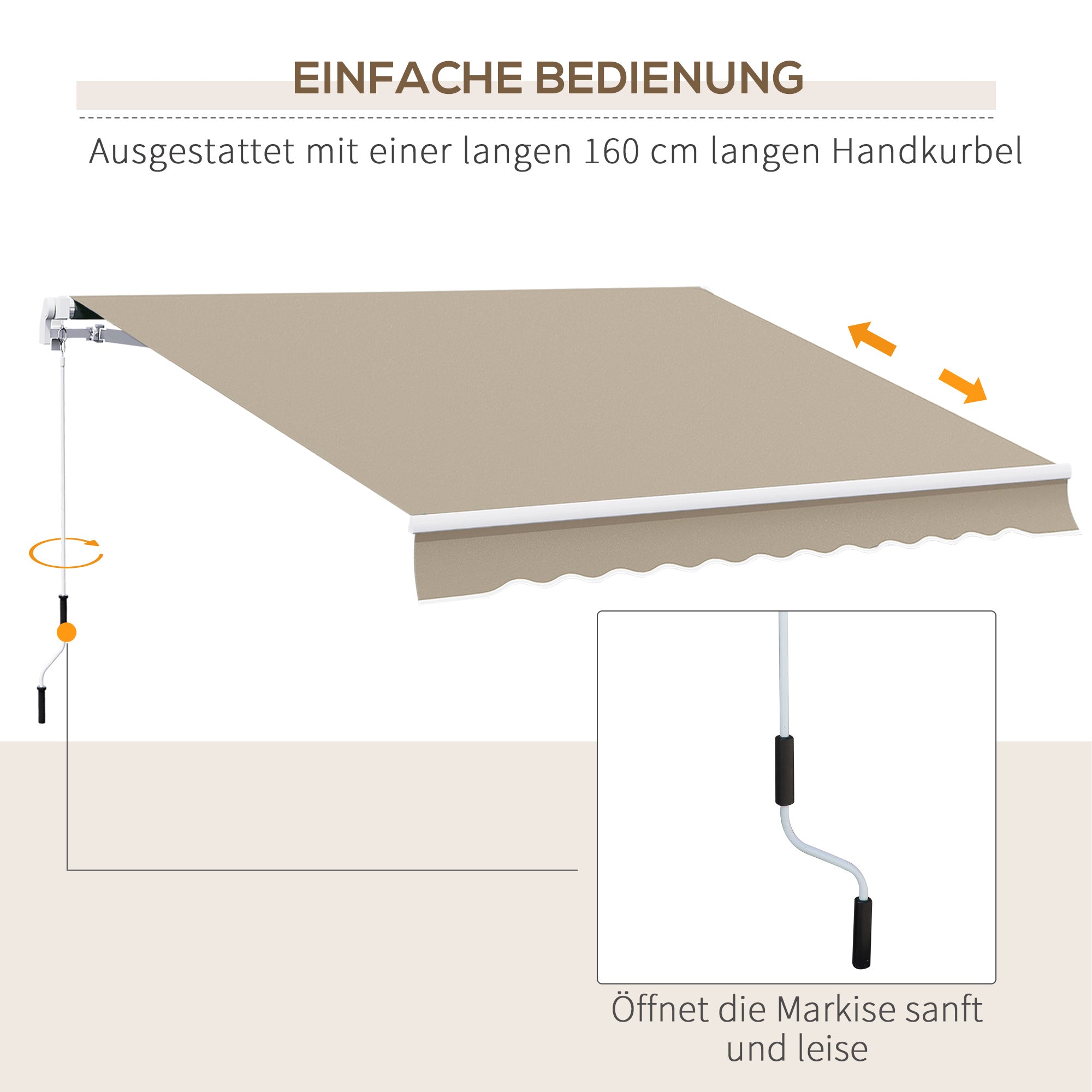 Aluminum Folding Arm Awning 3.95m Sun Protection - Beige