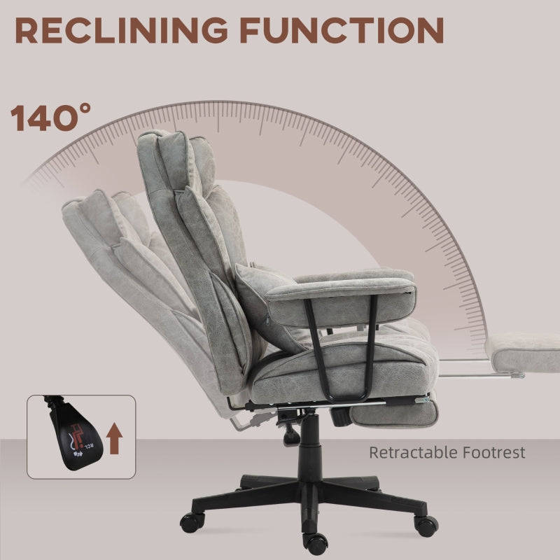 Executive Office Chair, Ergonomic Desk Chair with Foot Rest, Lumbar Support, Reclining Function, Grey