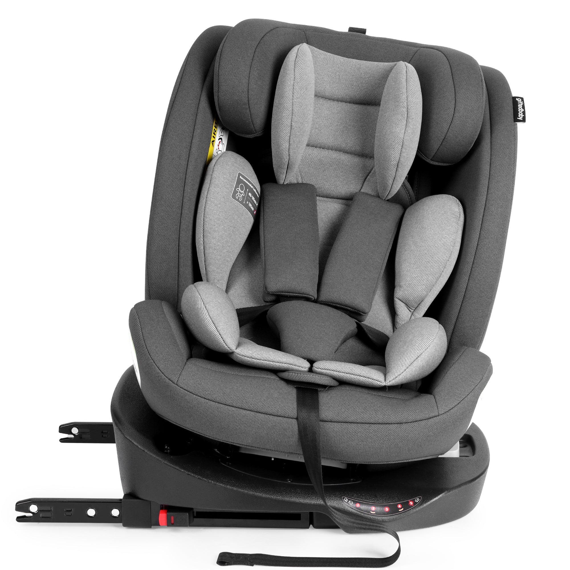 Child Car Seat 360° Rotating ISOFIX i-Size 40-150cm - Grey
