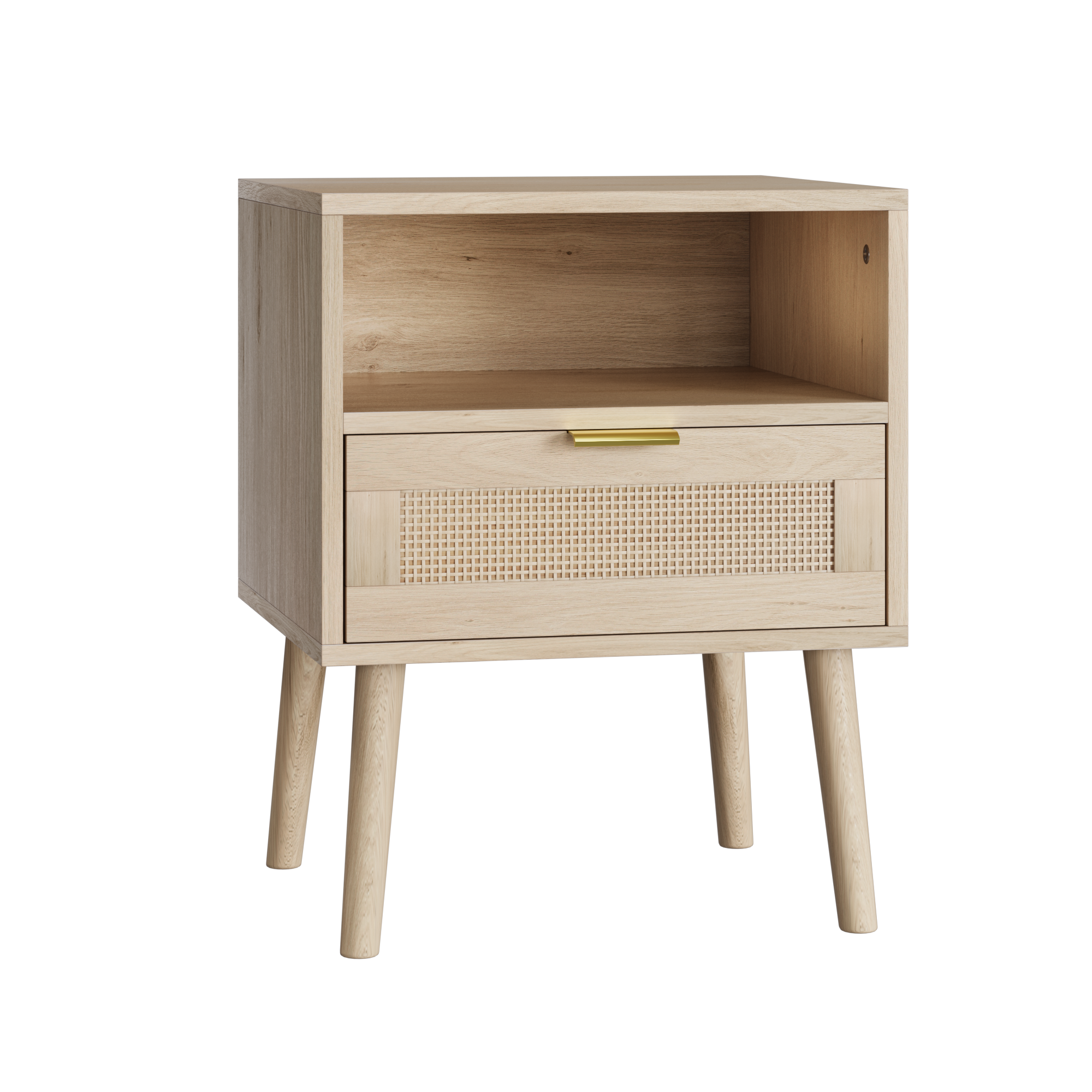 Bedside Table Open Shelf Gold Handle 45x40cm Vine