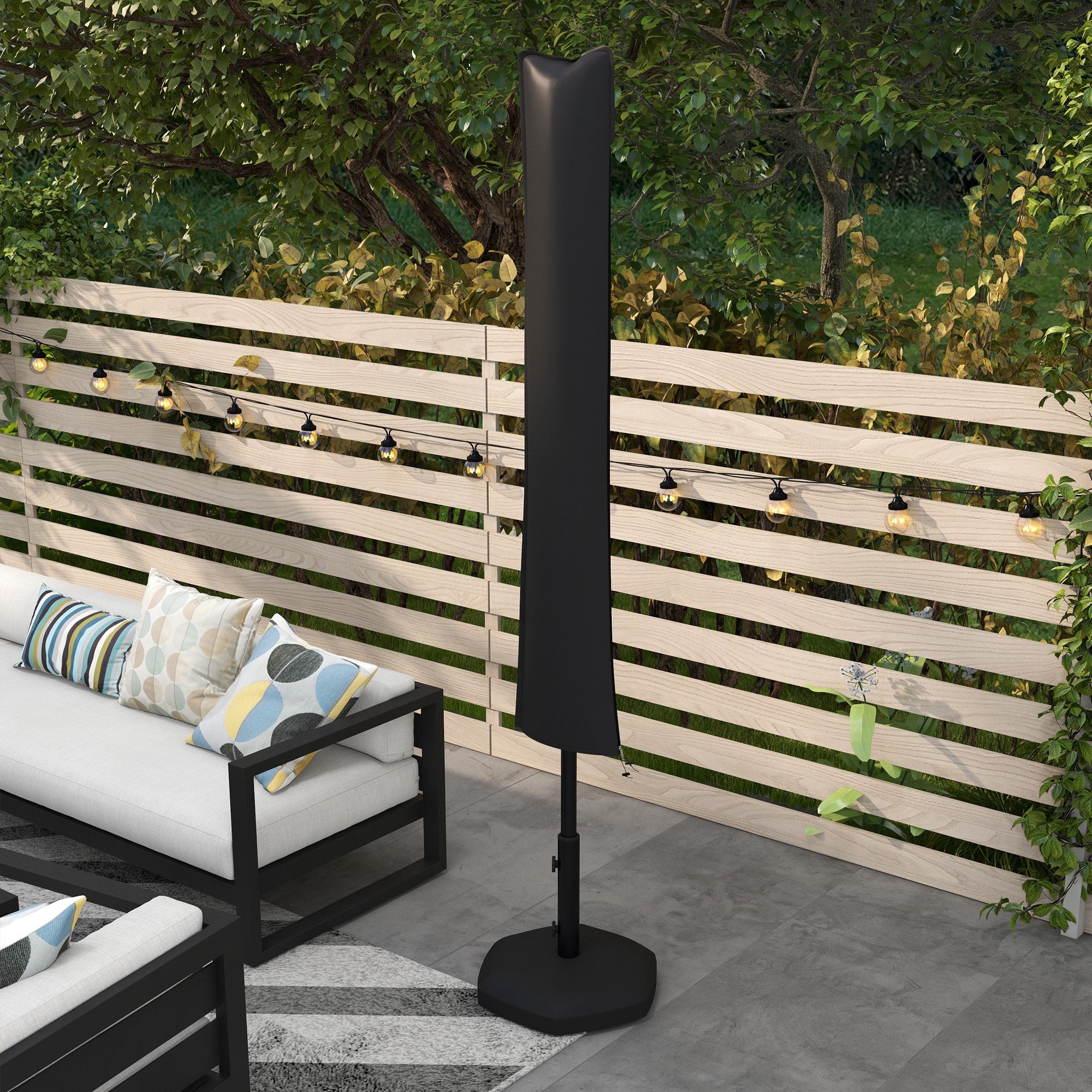 Parasol Cover, Cantilever Umbrella 2-3.5m Protector with Zipper, 420D Oxford Black