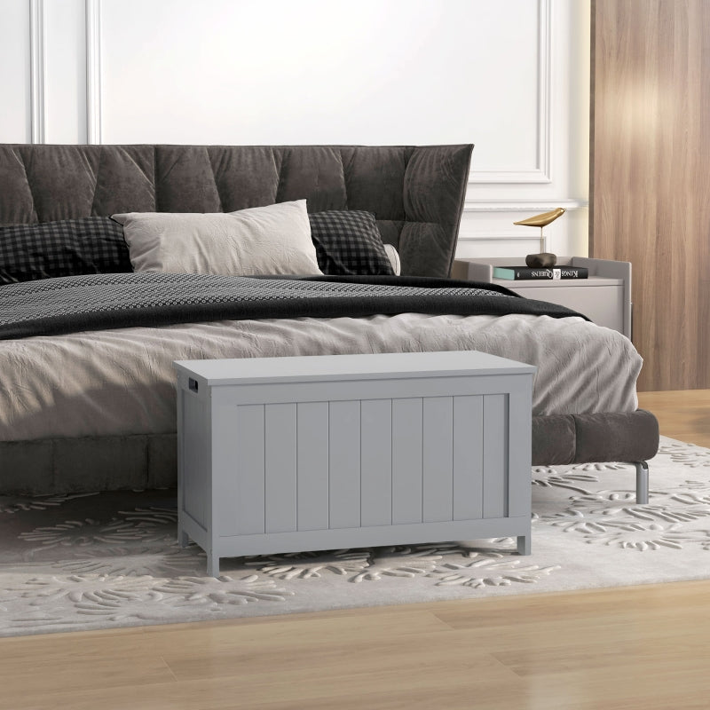 Storage Chest Modern Storage Trunk with Safety Hinges and Handles Grey