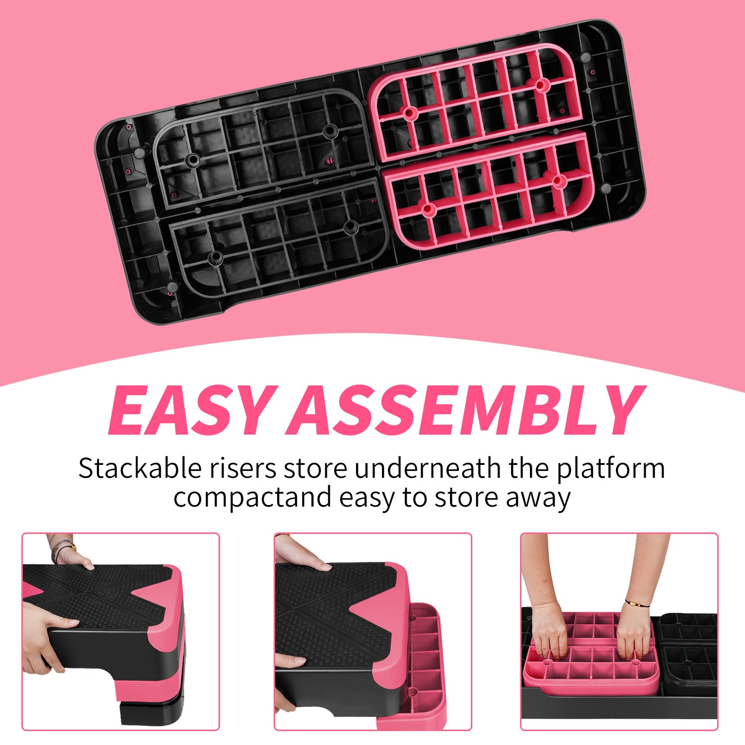 Aerobic Stepper Adjustable 68.5cm/27" Step Deck with 3 Height Risers