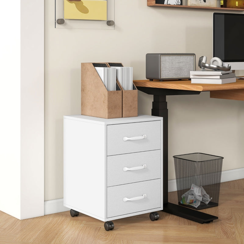 3 Drawer File Cabinet, Mobile Filing Cabinet for Home Office, White