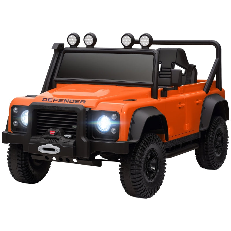 AIYAPLAY Electric Car, 12V Battery, Remote Control, Music, Horn, LED Lights, Orange