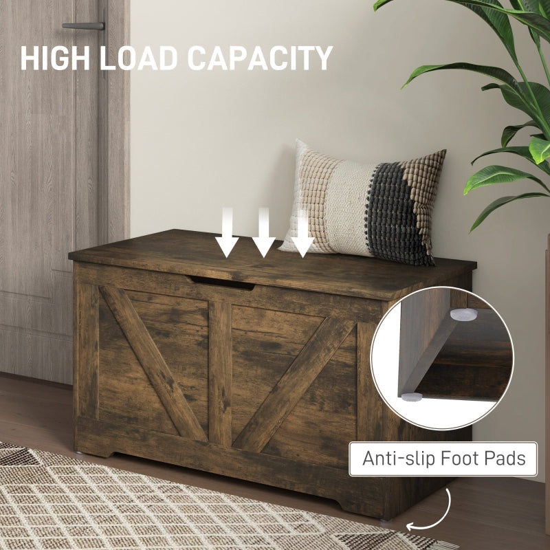 Home Storage Box 100L Safety Hinges Rustic Brown