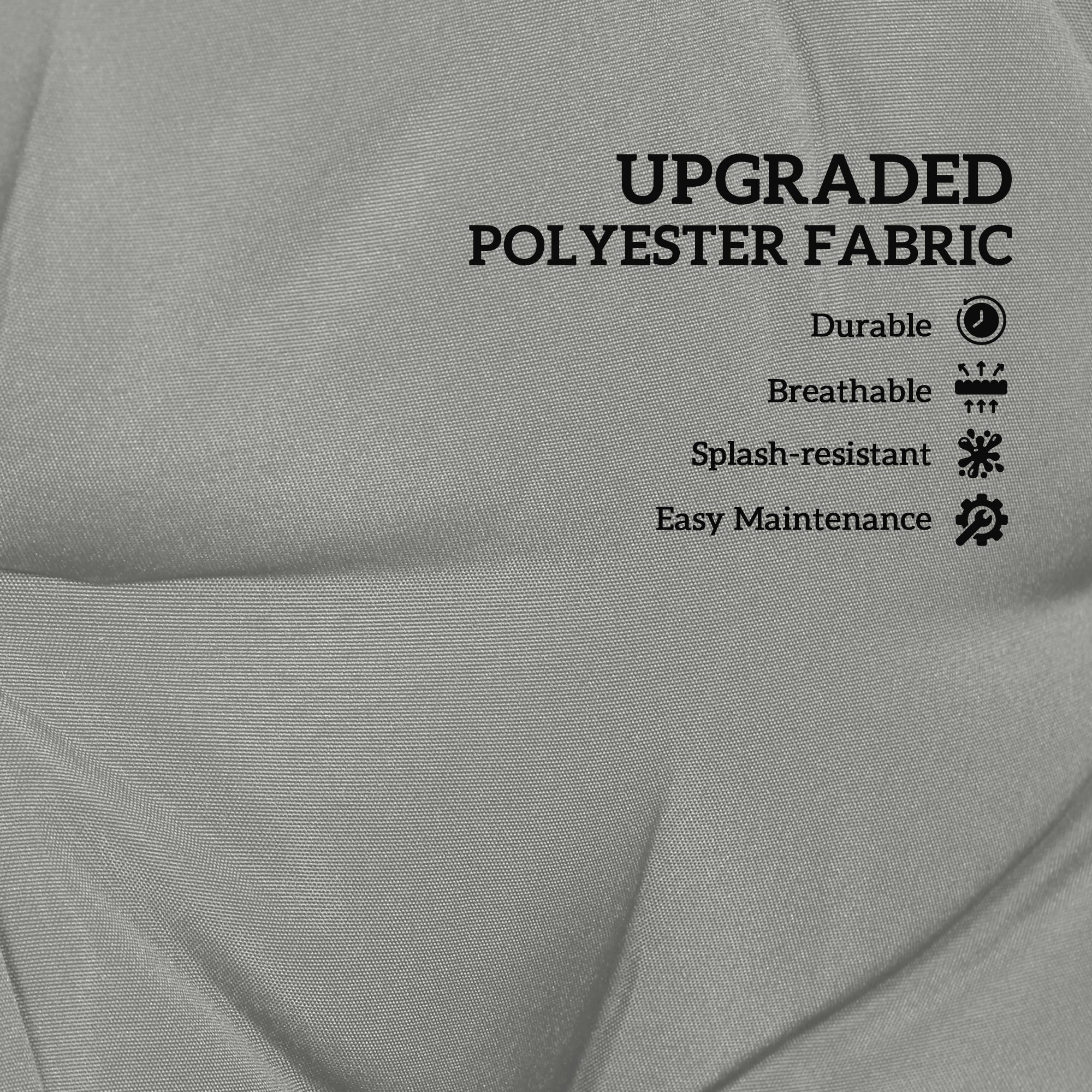 2 Seater Bench Pad Garden Chair Cushion with Back and Ties Light Grey