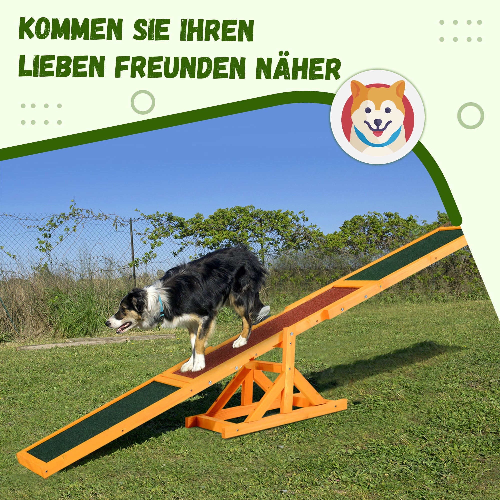 Dog Agility Seesaw, Puppy Toy for Dog Sports and Training, Pinewood