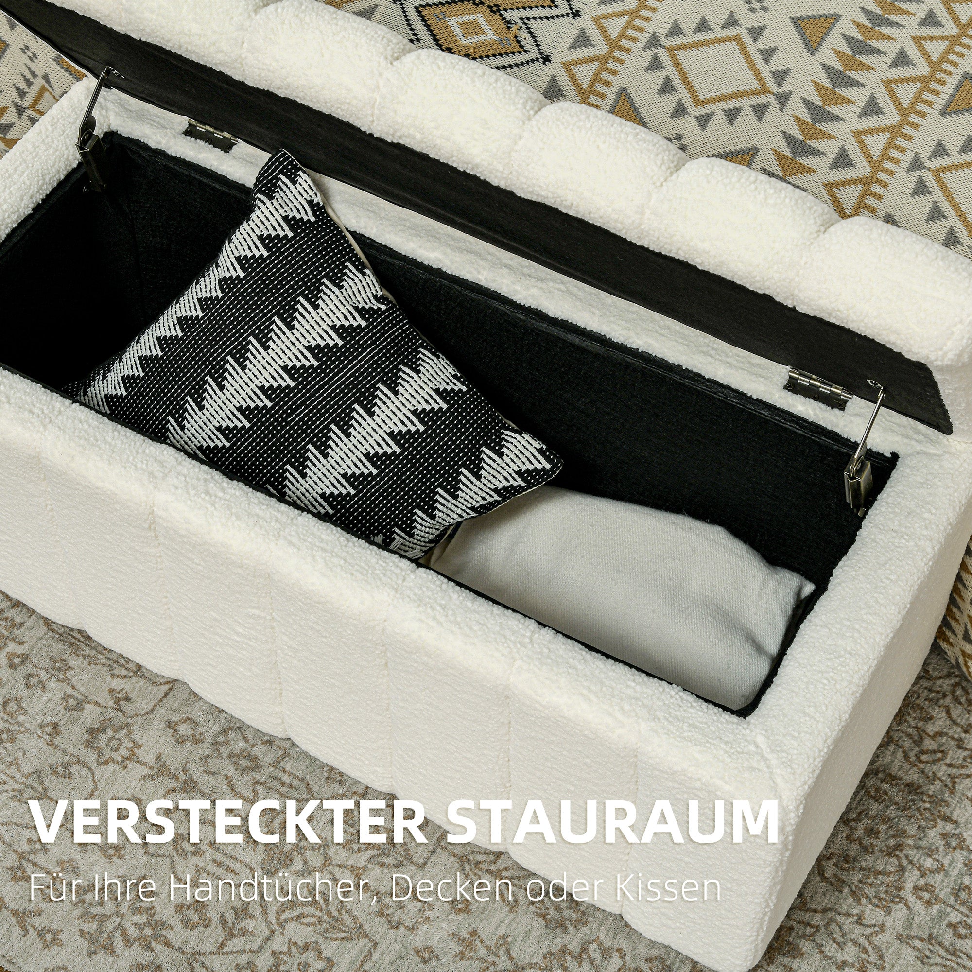 Bench with Storage, Upholstered, Wooden Legs