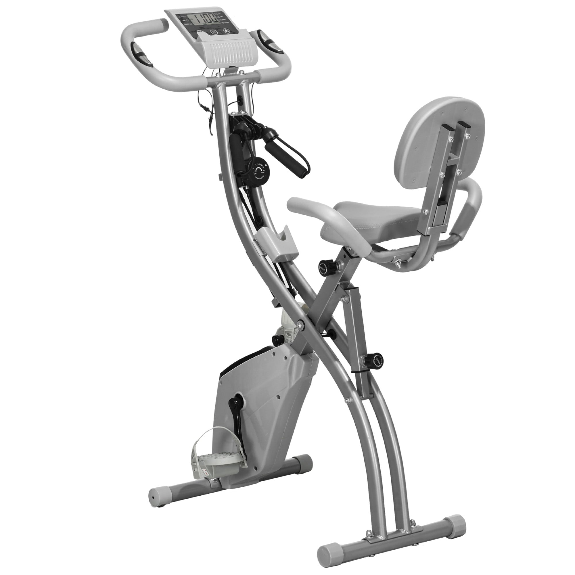 X-Bike 2-in-1 Home Trainer, Foldable LCD Display 8-Level Magnetic Resistance, Grey