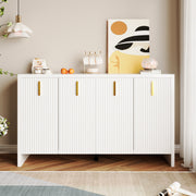 Sideboard, Minimalist with Golden Handles & Adjustable Dividers, White