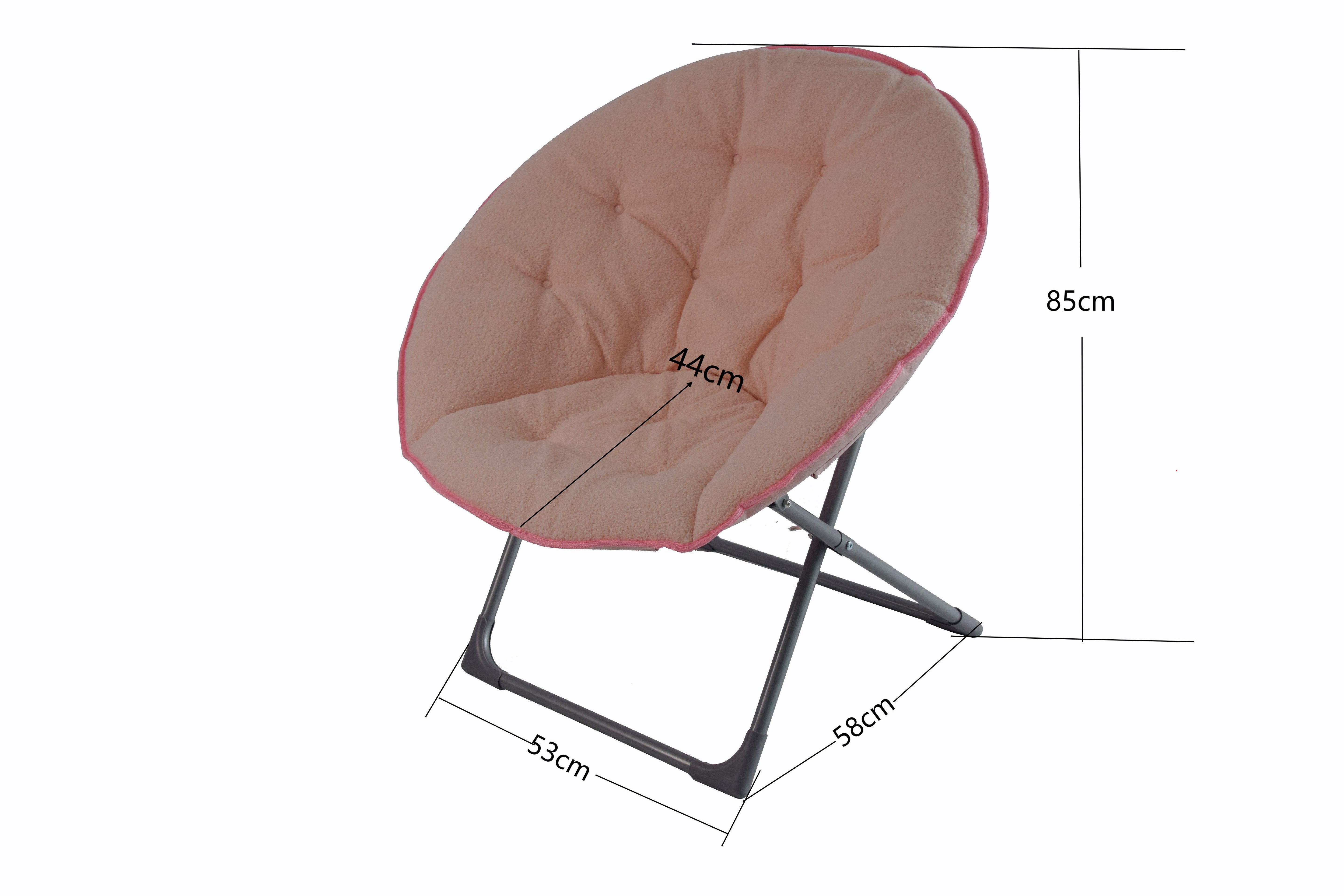 Folding Saucer/Moon Chair, Portable Soft Sheep's Wool, Pink
