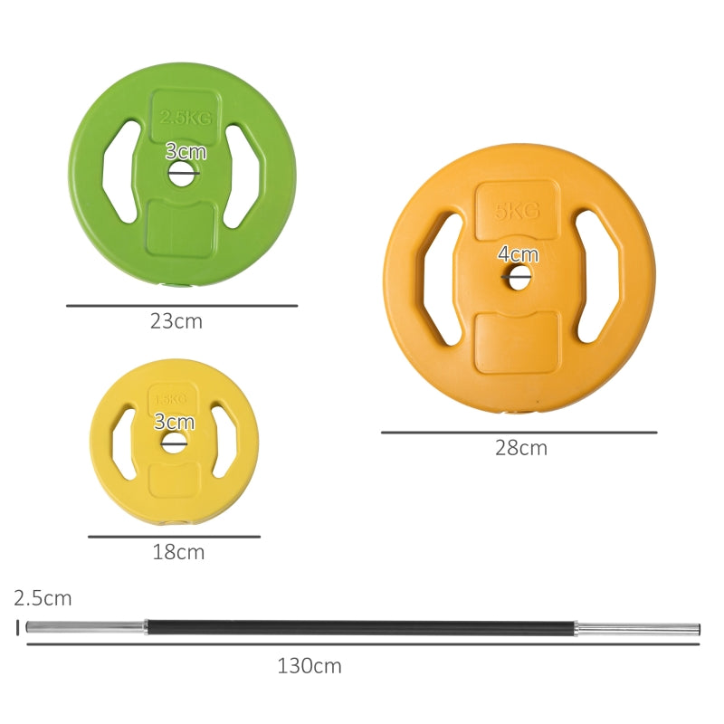 20kg Barbell Weights Set, Adjustable Non-slip Handle for Home Gym, Training