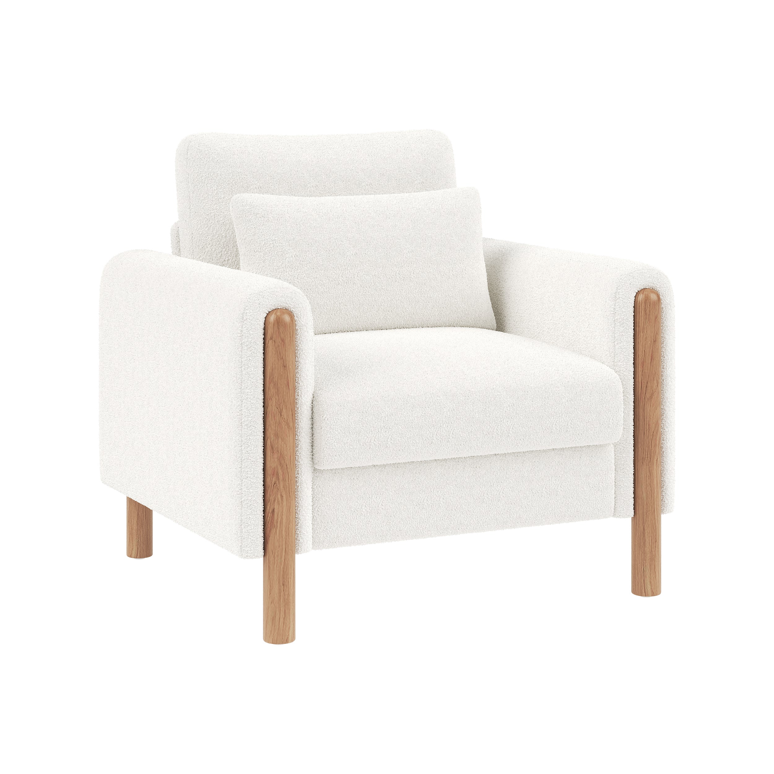 Armchair, Thick Cushion & Soft Upholstery, White