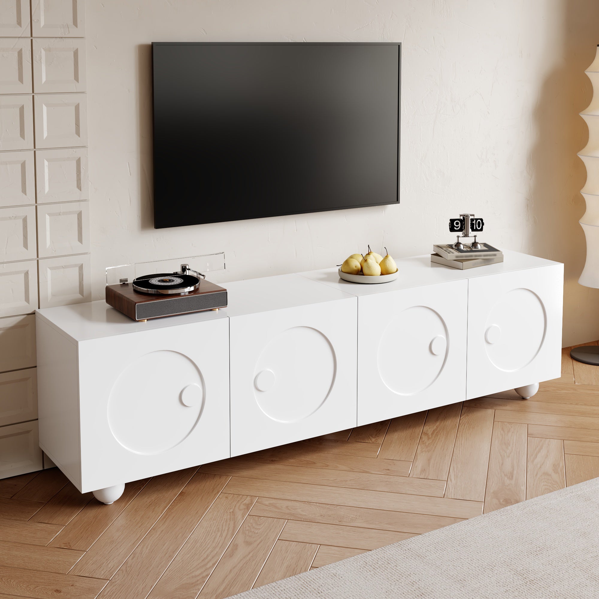 TV Cabinet Low Stand 180.5 x 38 x 50 cm, White