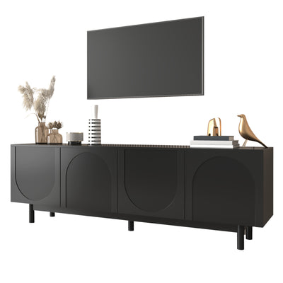 TV Cabinet, Adjustable Shelves, Lightweight Lowboard, Black