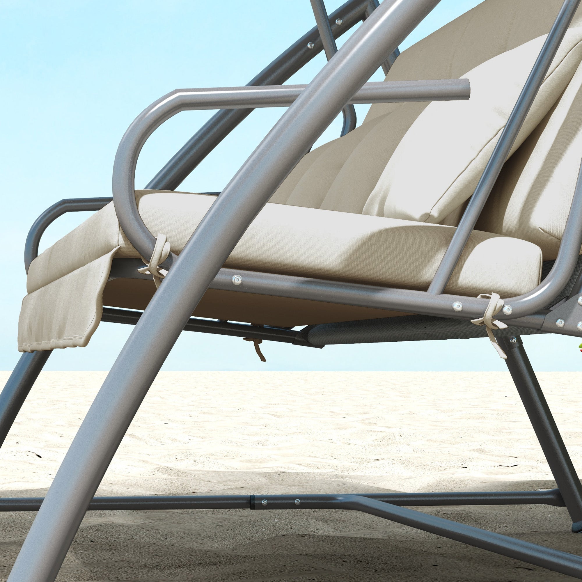 Cushion Set 170cm Hollywood Swing Chair Seat Back Side Beige