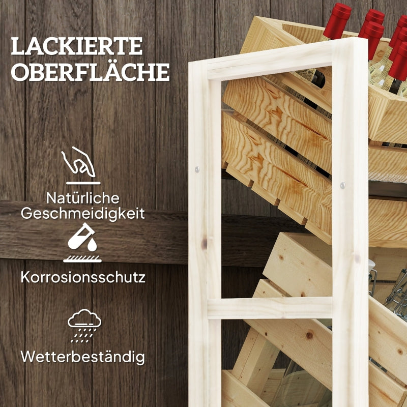 Beverage Crate Rack 3 Levels Freestanding 150 kg natural wood