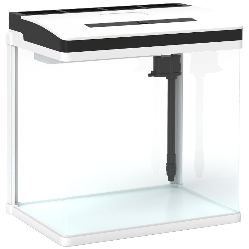 Aquarium Fish Tank, 28L with Filter and LED Lighting, Glass