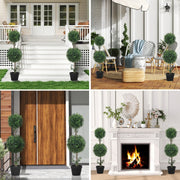 Artificial Boxwood Plants, Set of 2 Large 91.6 cm UV Protected, Green Plastic