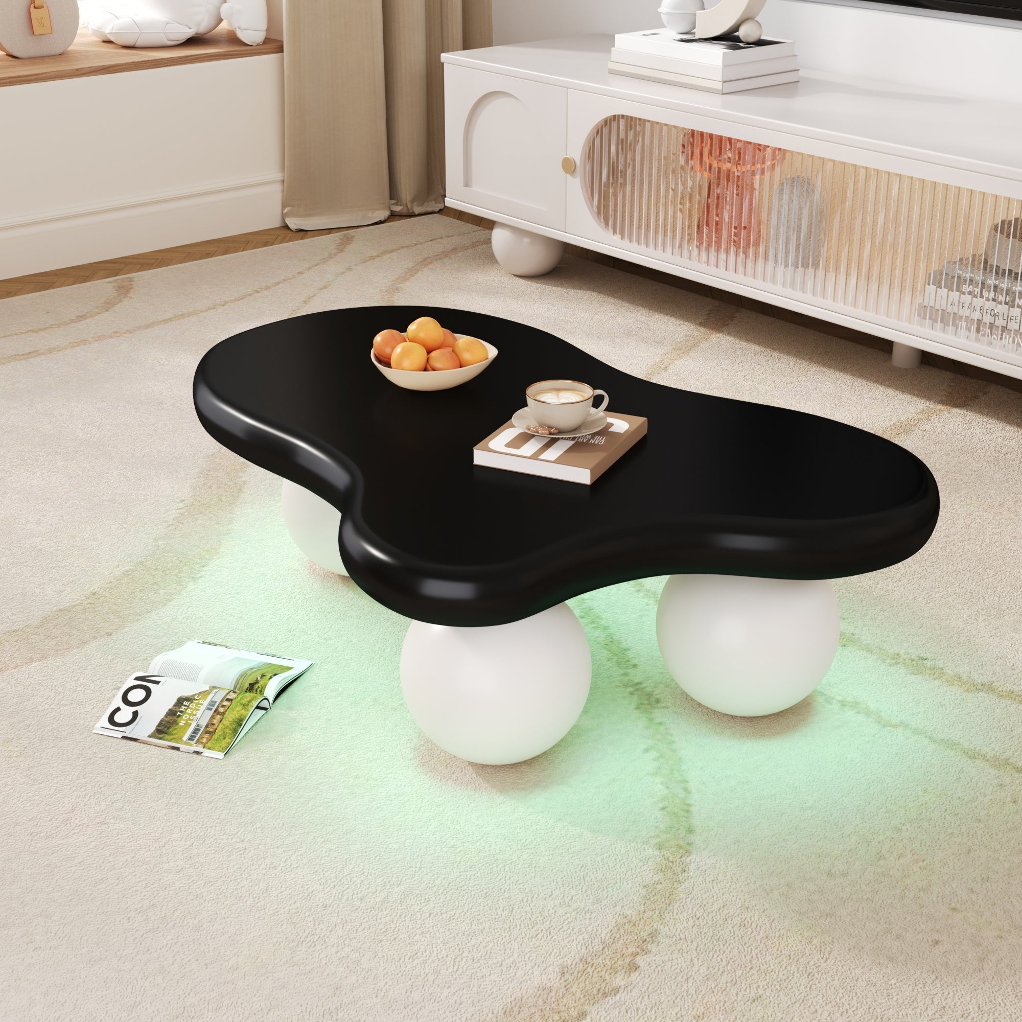 Cloud Style Coffee Table LED Lighting Cloud-Shaped Round Leg