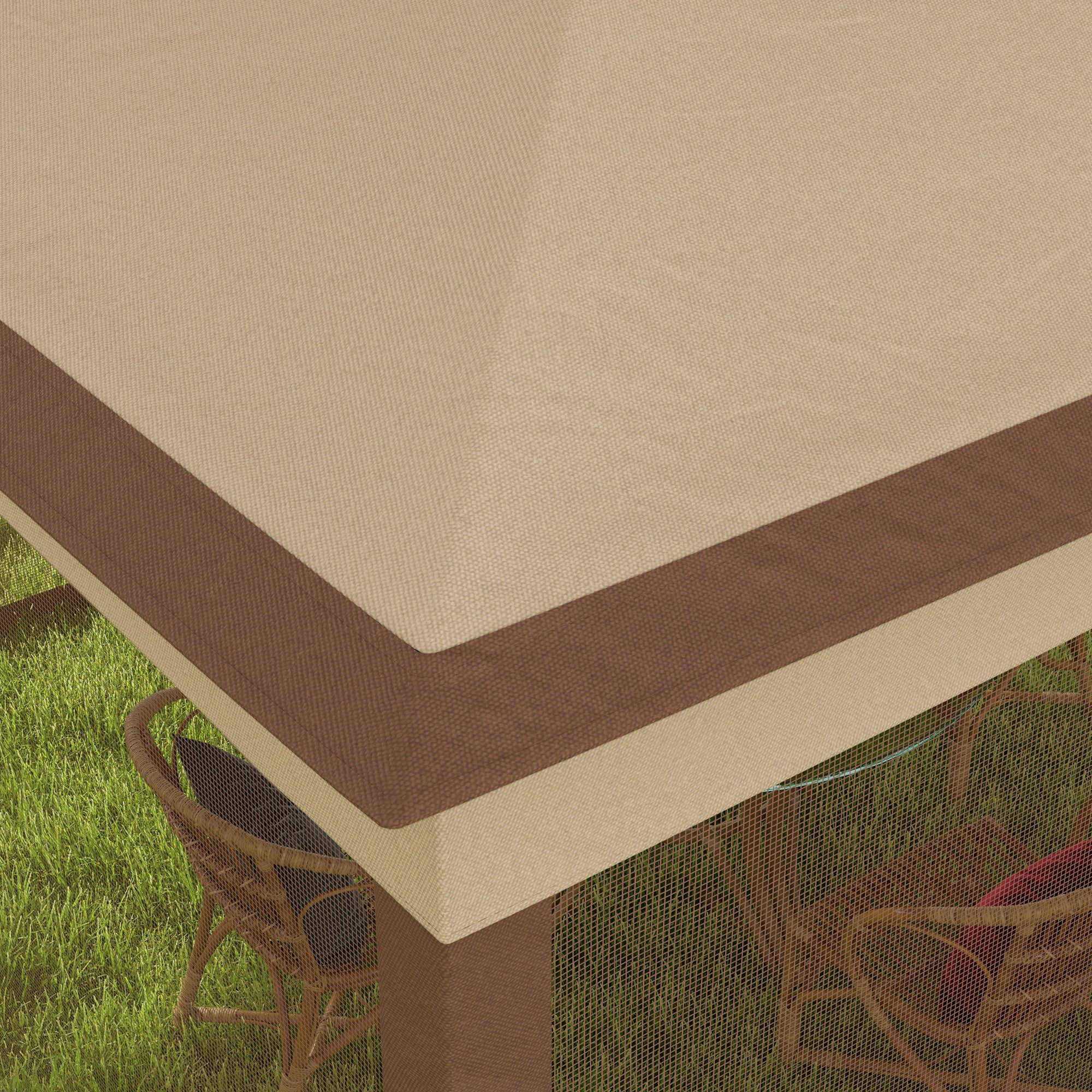 3x3m Pop Up Gazebo Double-roof Tent Netting Carry Bag Khaki