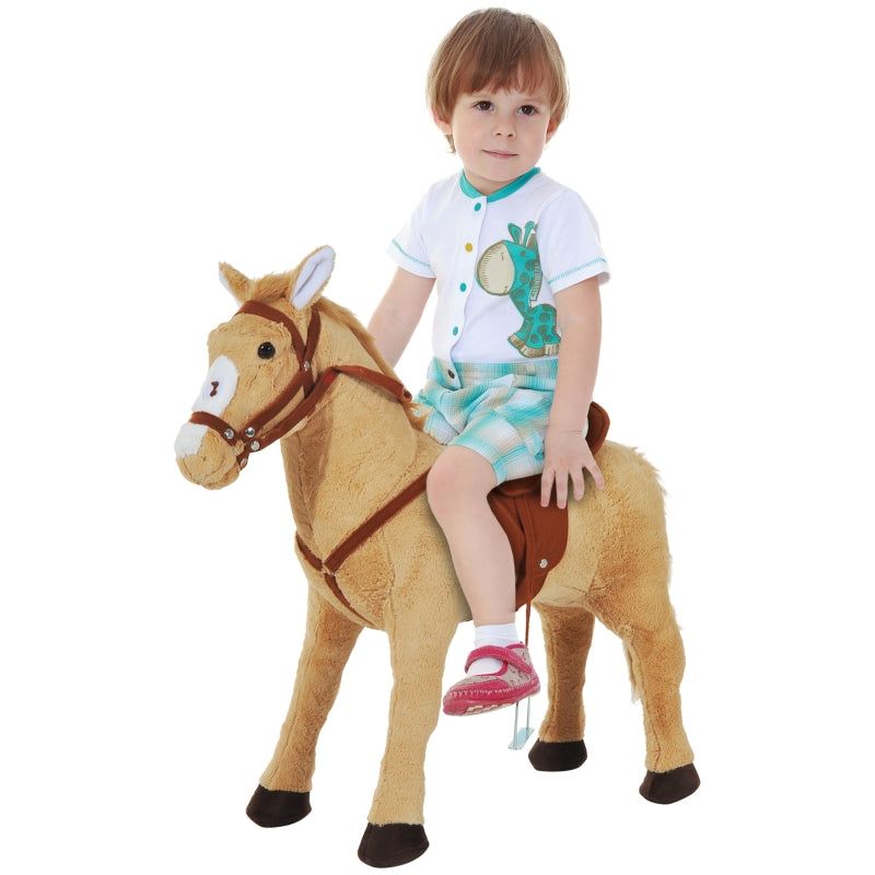 Rocking Horse Plush with Sound, 85x28x60cm, Beige