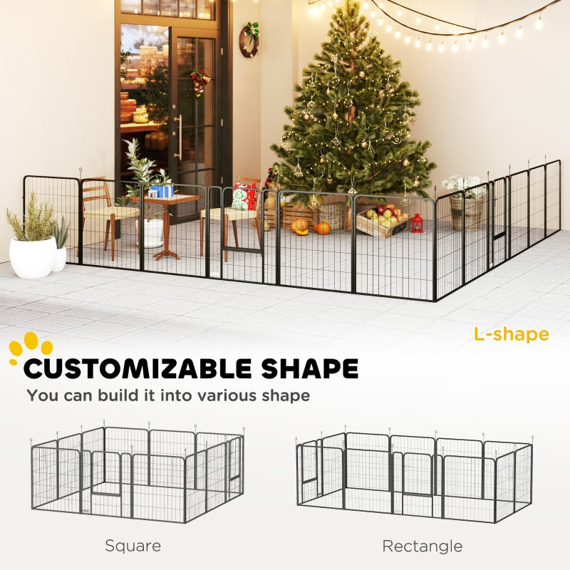 12-Panel Solid Dog Playpen, for Medium Dogs, 80cm High, Black