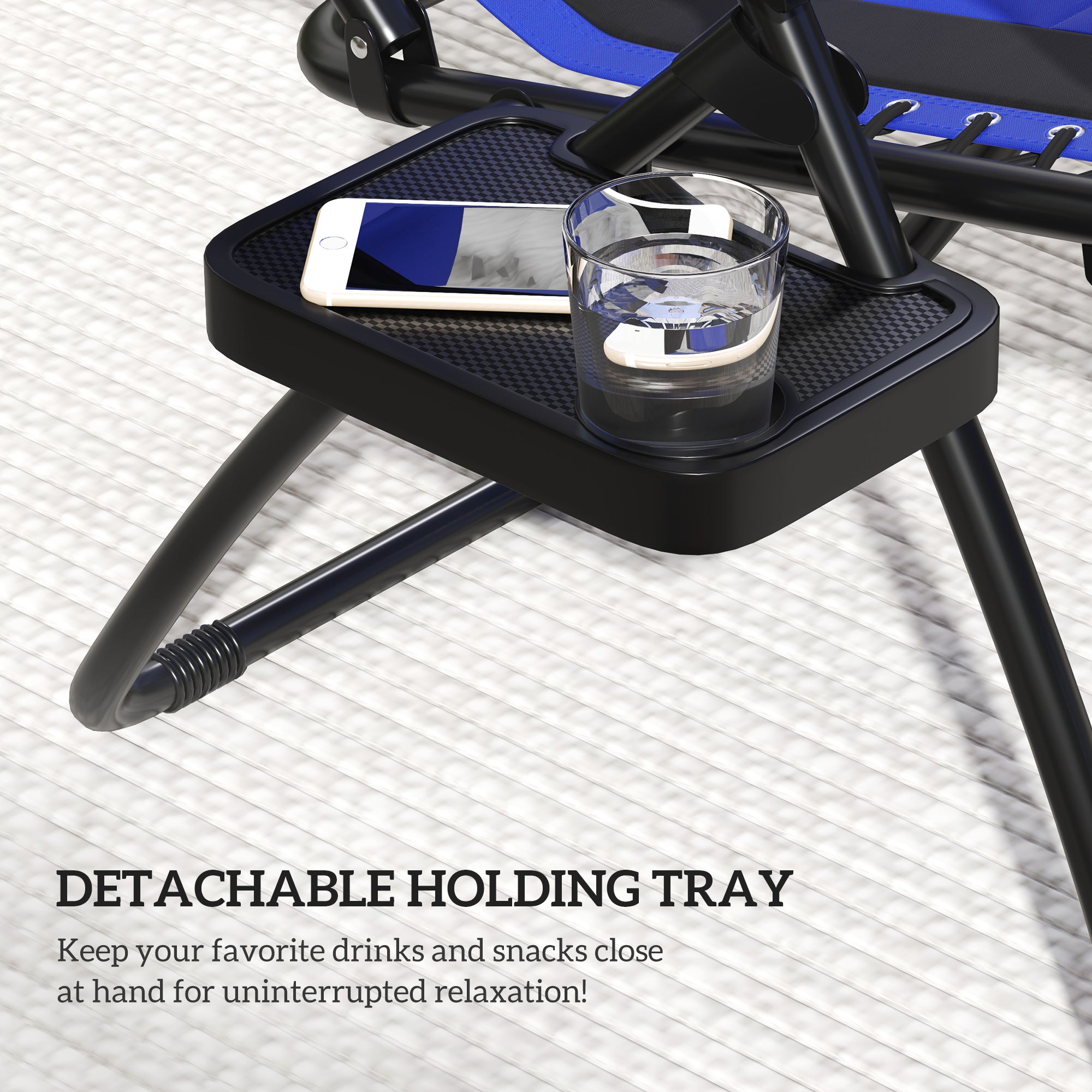 Zero Gravity Lounger Chair, Folding Reclining Patio Chair with Shade Cover, Blue