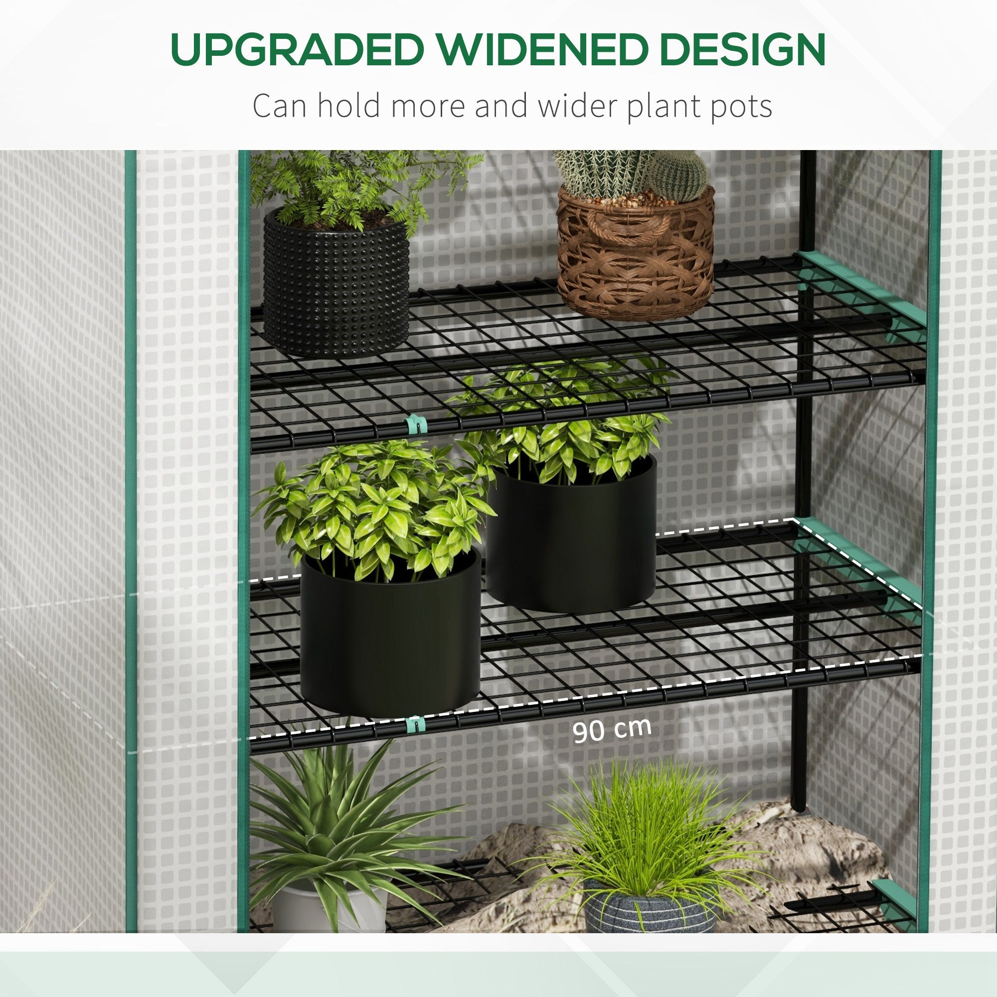 5 Tier Widened Mini Greenhouse, Portable Indoor Outdoor, Reinforced PE Cover, White