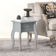 French Style Side Table with Drawer - Grey