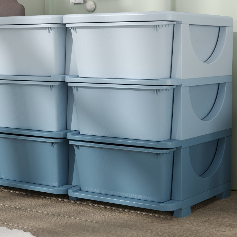 Kids Storage Unit, Nine Drawer Polypropylene - Blue