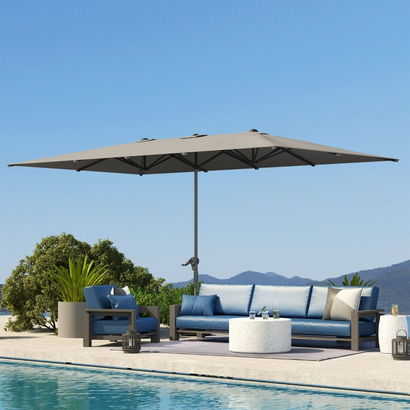 Double Parasol, 451 x 264 cm, UV50+ Protection, Windproof, Dark Gray