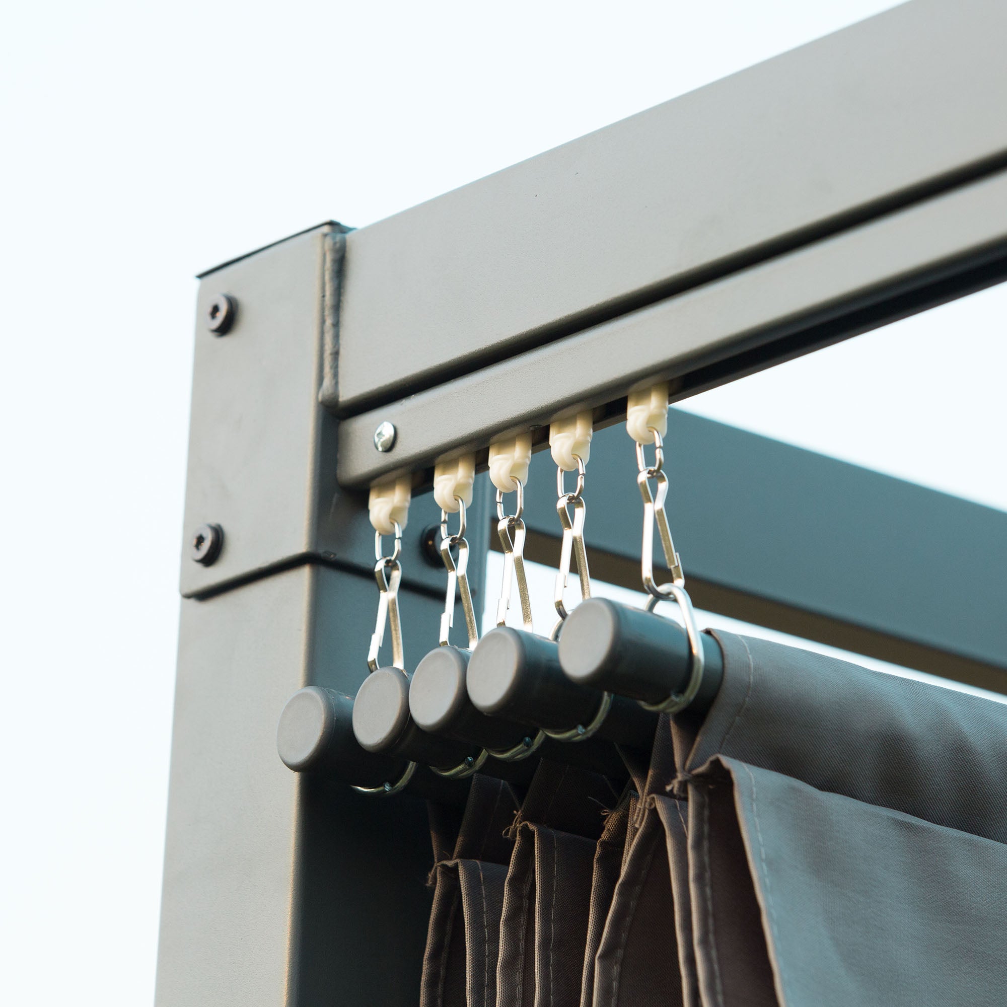 Pergola Pavilion Patio Cover, Sliding Roof 298 x 213 x 221 cm, Weatherproof Polyester Grey