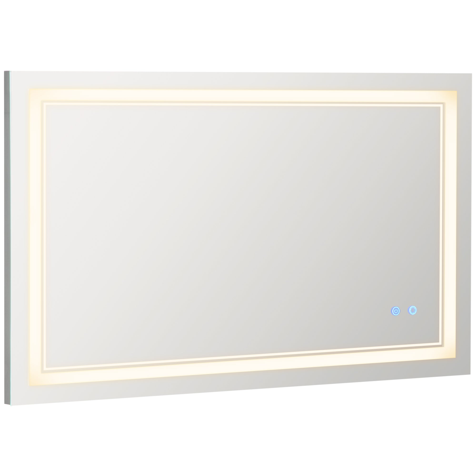 kleankin Bathroom Mirror, LED Lighting, 100x60cm, IP44, Touch Switch, Aluminum