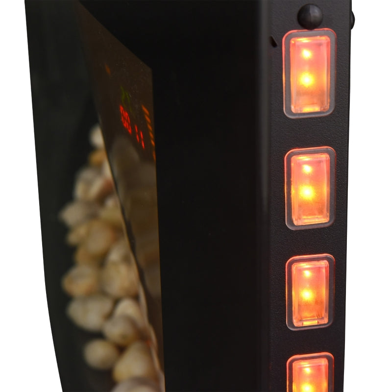 Electric Fireplace Wall-Mounted Heater LED 7 Flame Colors Remote - Black