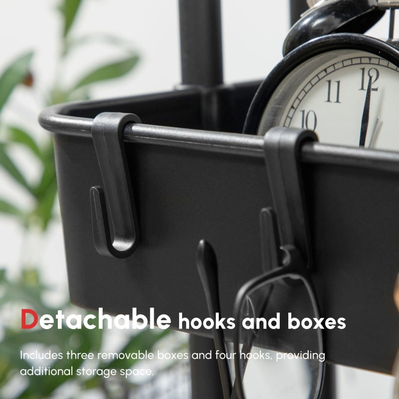 Three-Tier Home Trolley with Handle and Wheels, Black