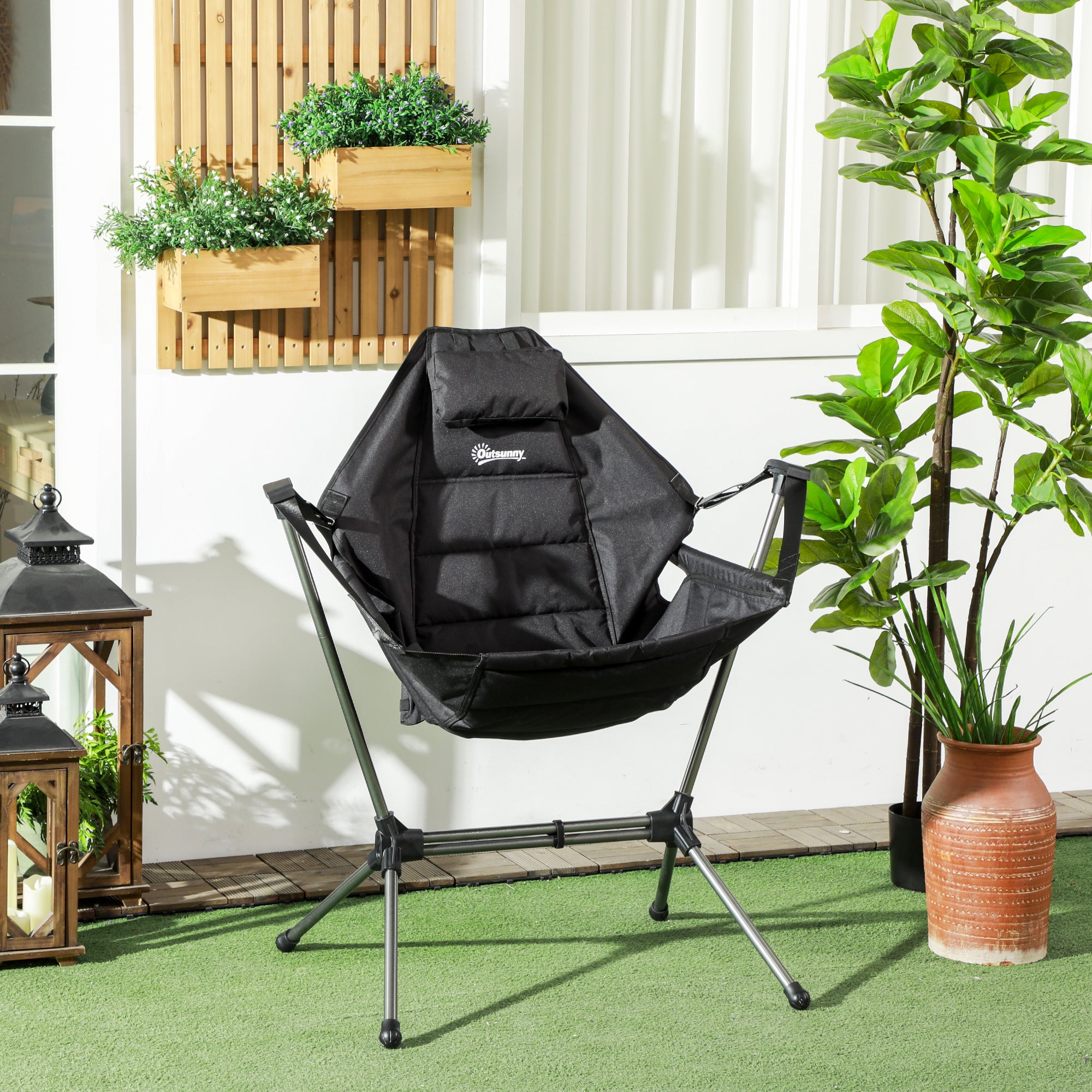 Hammock Camping Chair, Foldable 120kg, Black Oxford