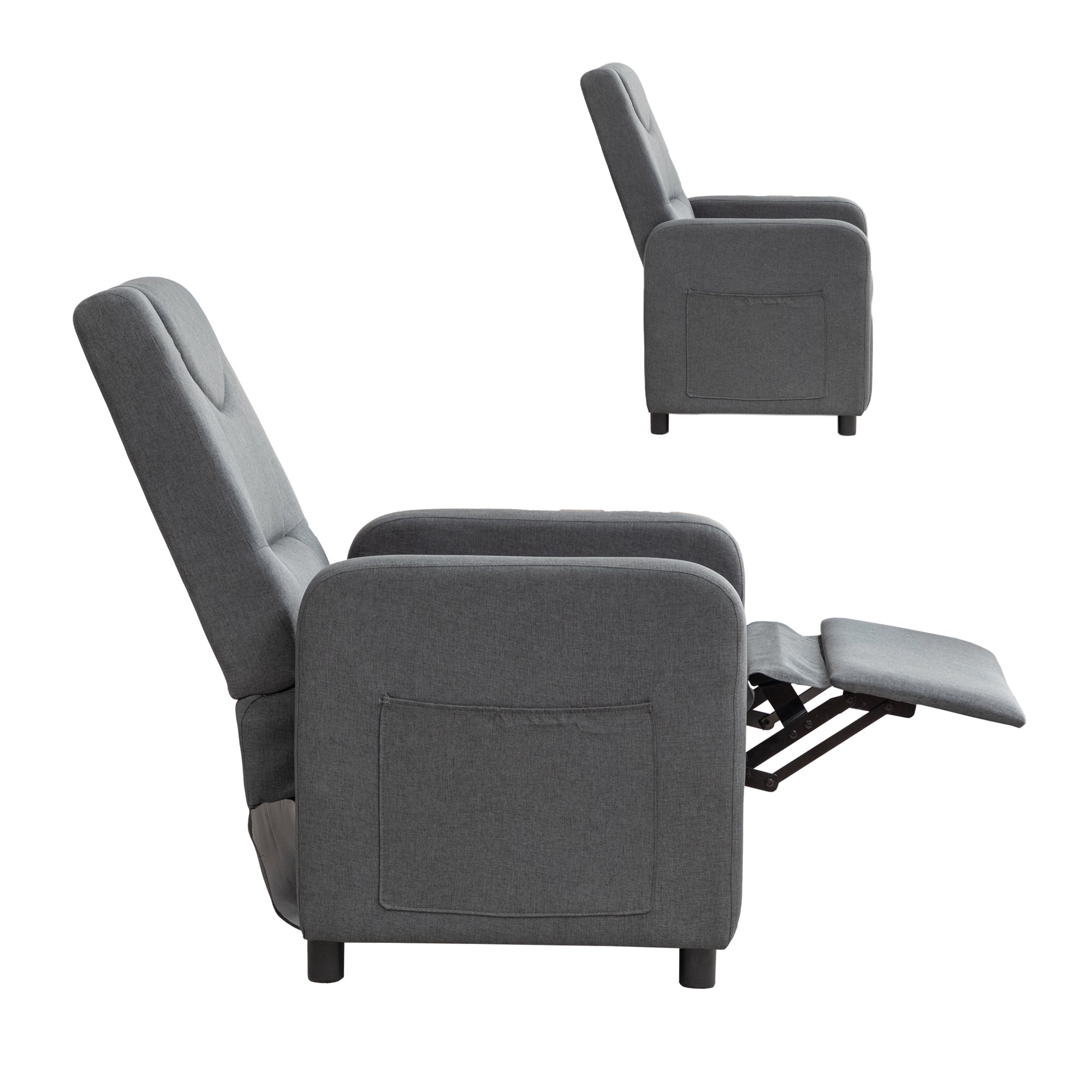 Reclining Armchair, Adjustable Recliner with Reclining Function, Dark Grey