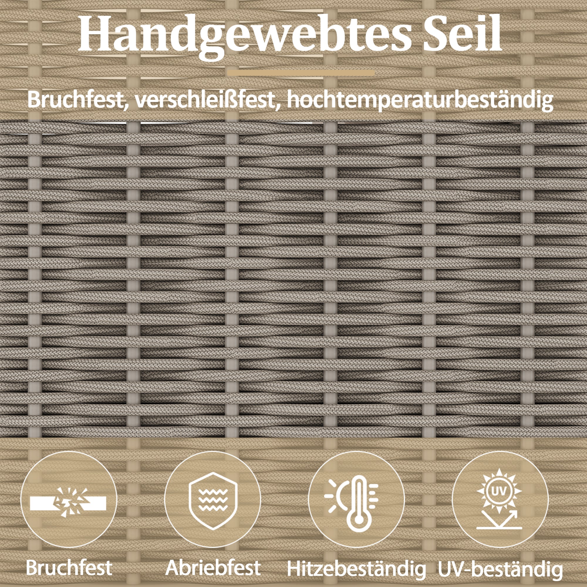 Outdoor Daybed with Adjustable Backrest and Retractable Footrest, Khaki and Beige