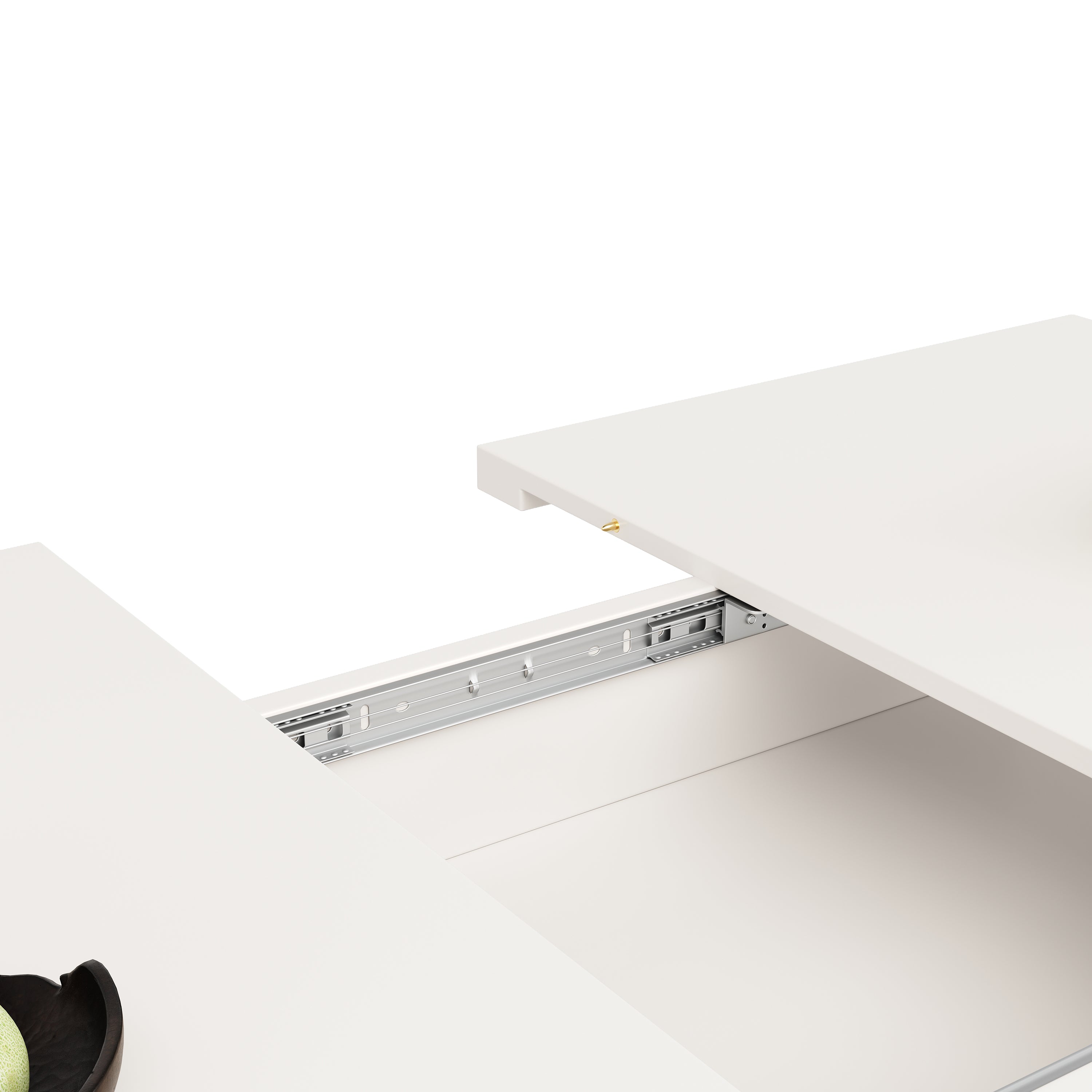 Dining Table, Telescopic Extendable with Storage Levels, White