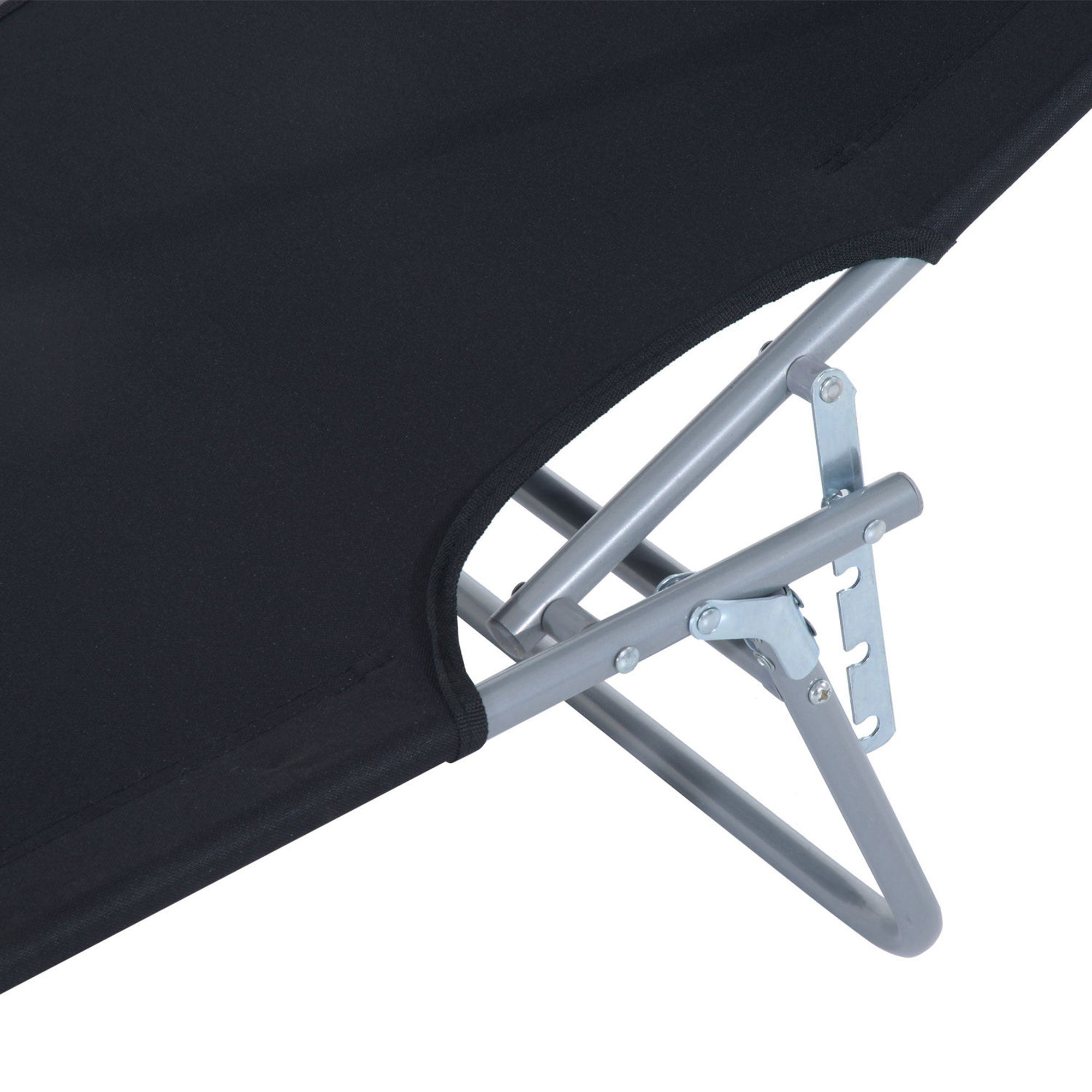 Folding Sun Lounger with Sunshade, 187x58x36 cm, Black