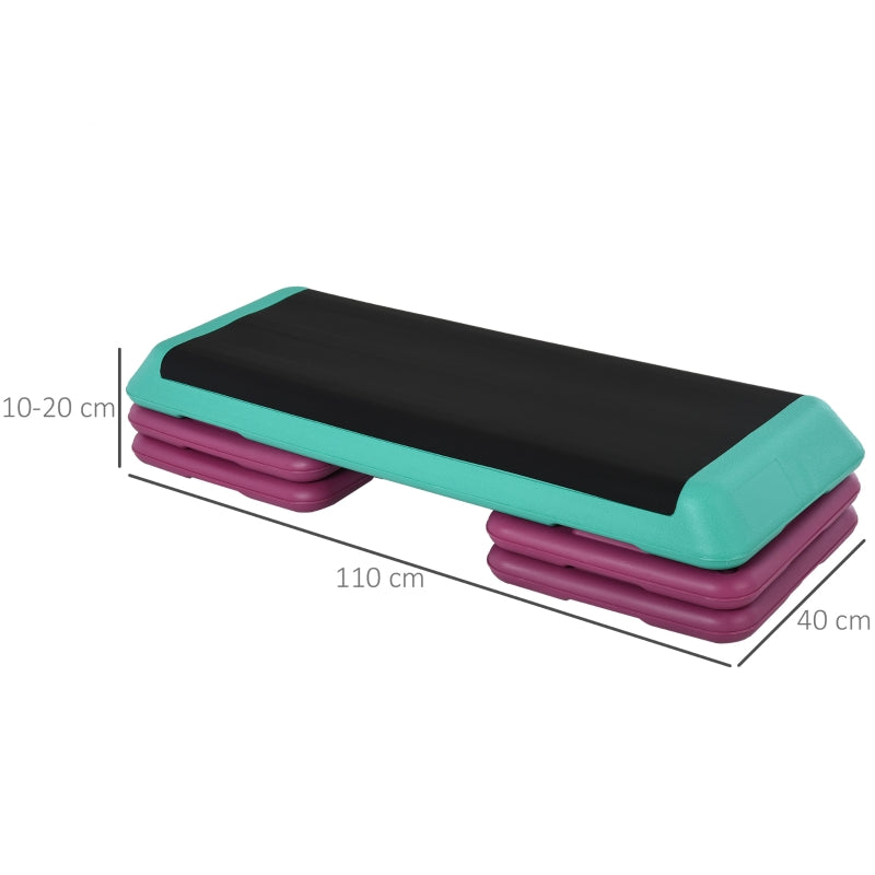 Aerobic Step Board, Adjustable Height, Fitness, PVC PP, Black Green Purple
