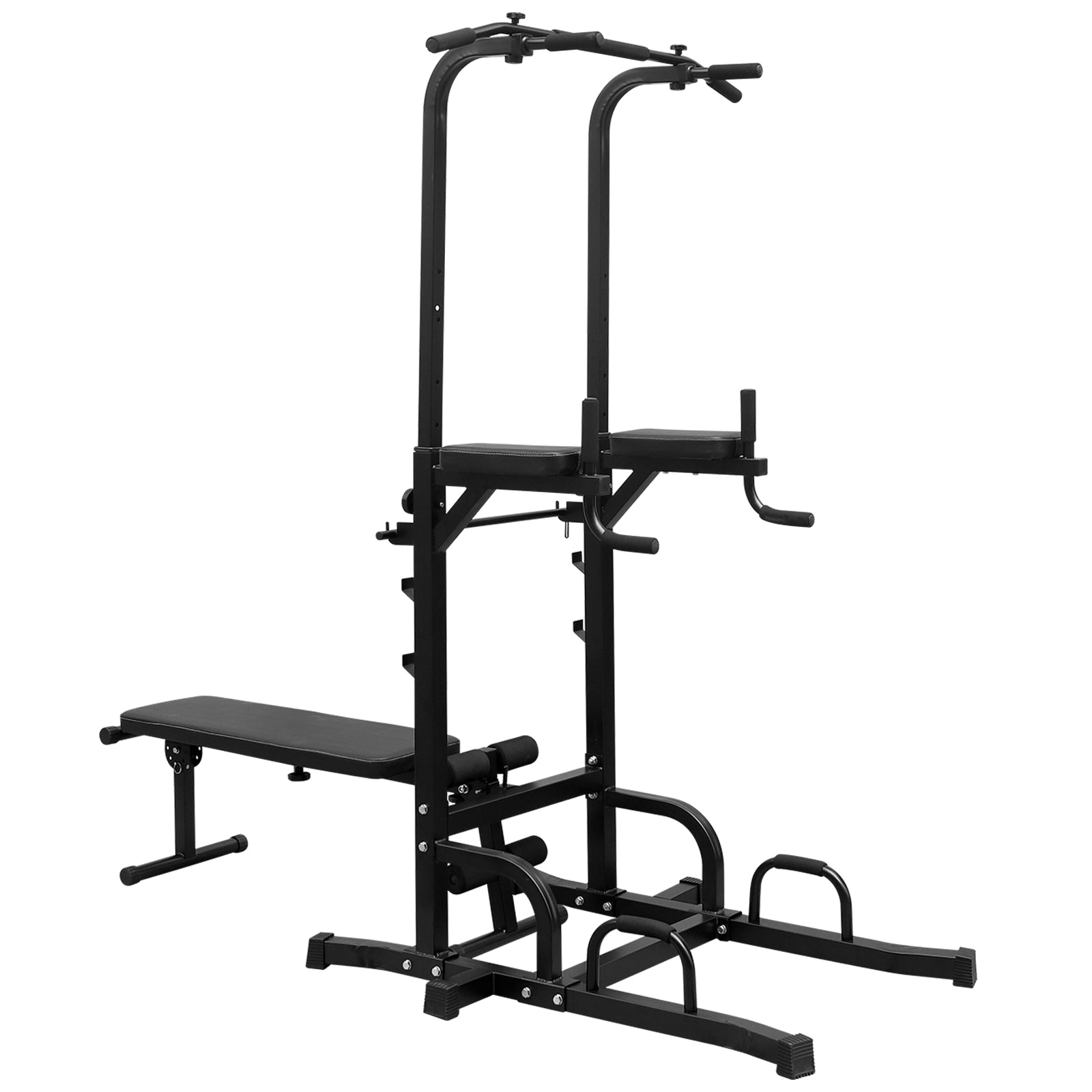 Power Tower with Bench, Adjustable Height Multi-Function Fitness Rack, Heavy Duty Steel