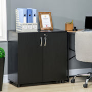 Two-Tier Office Storage Cabinet Locking Black