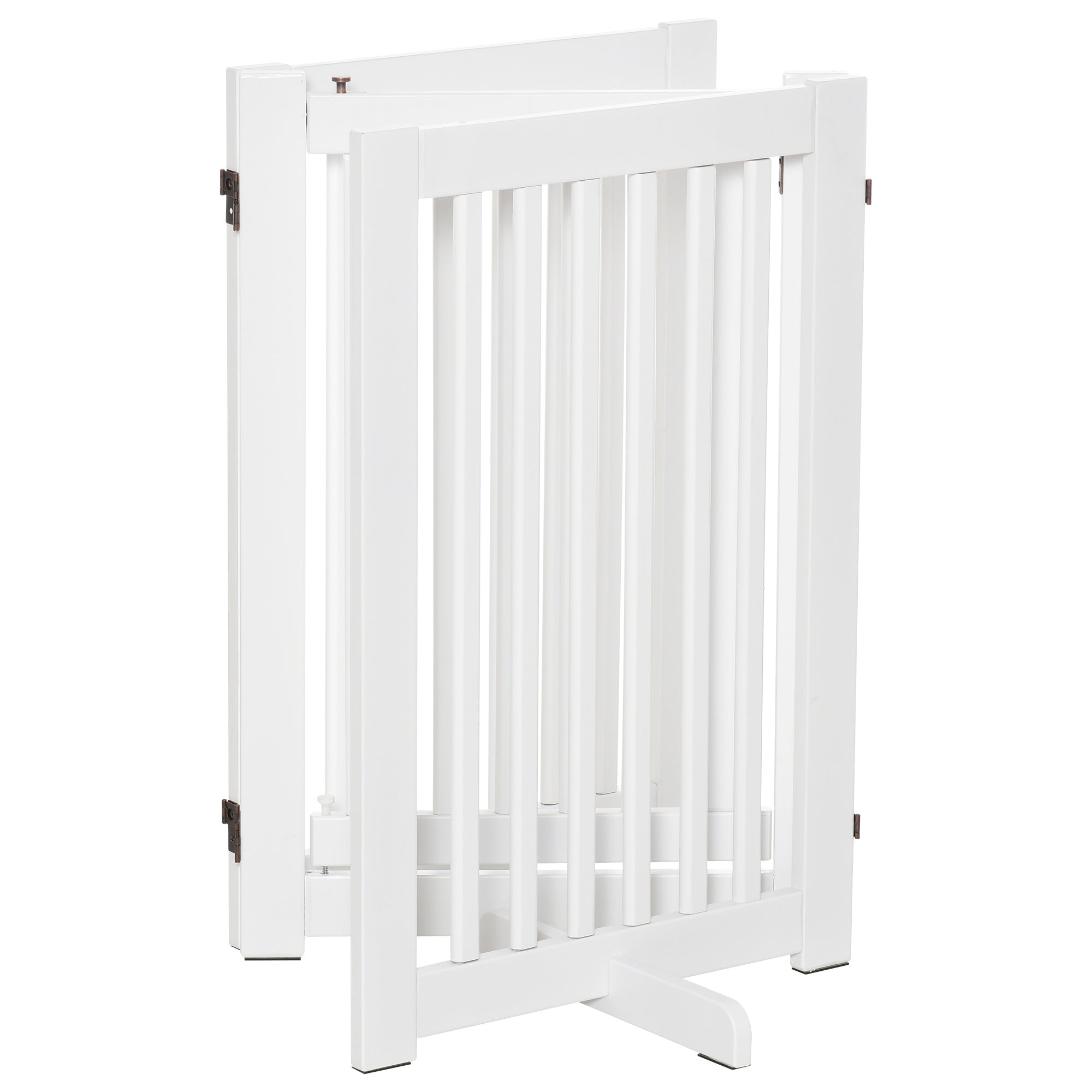 Wooden Dog Gate, Freestanding Adjustable Foldable, White