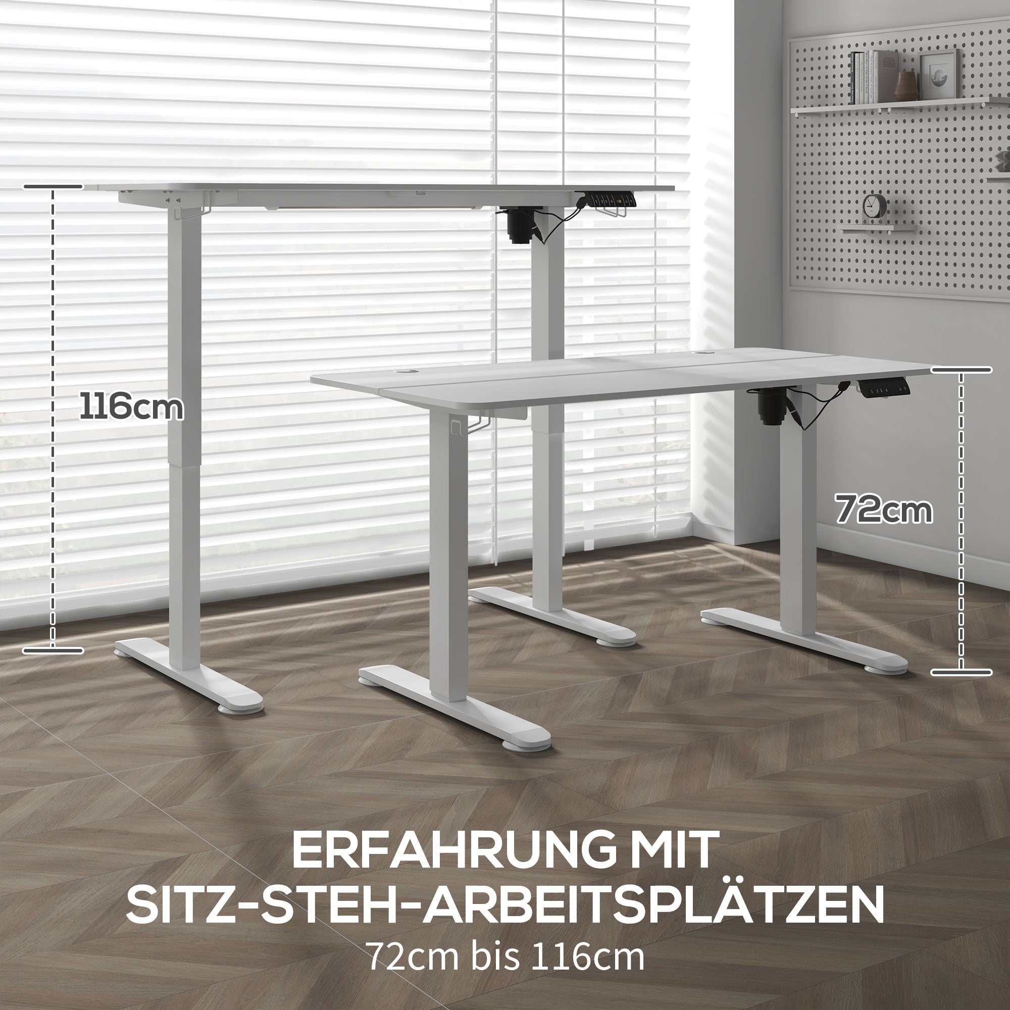 Electric Standing Desk 140x70cm Ergonomic 4-Memory Anti-Collision White