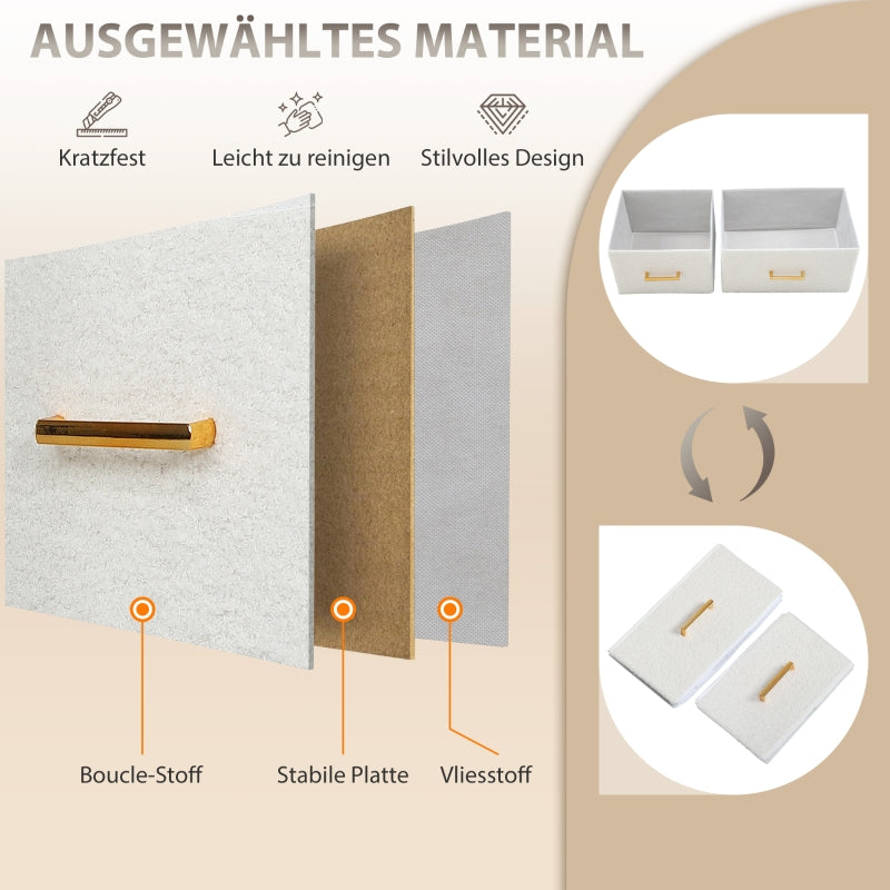 Chest of Drawers 8 Fabric Drawers Power Strip Steel Frame - Cream White