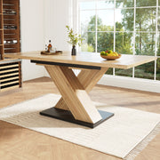 Telescopic Dining Table, Extendable 119-158.5cm Kitchen/Living Room, Wood-Colored